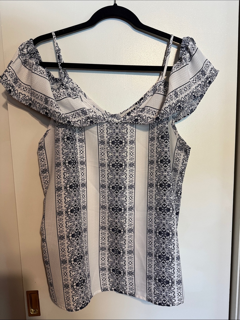 Off-Shoulder Black and White Printed Women's Dress